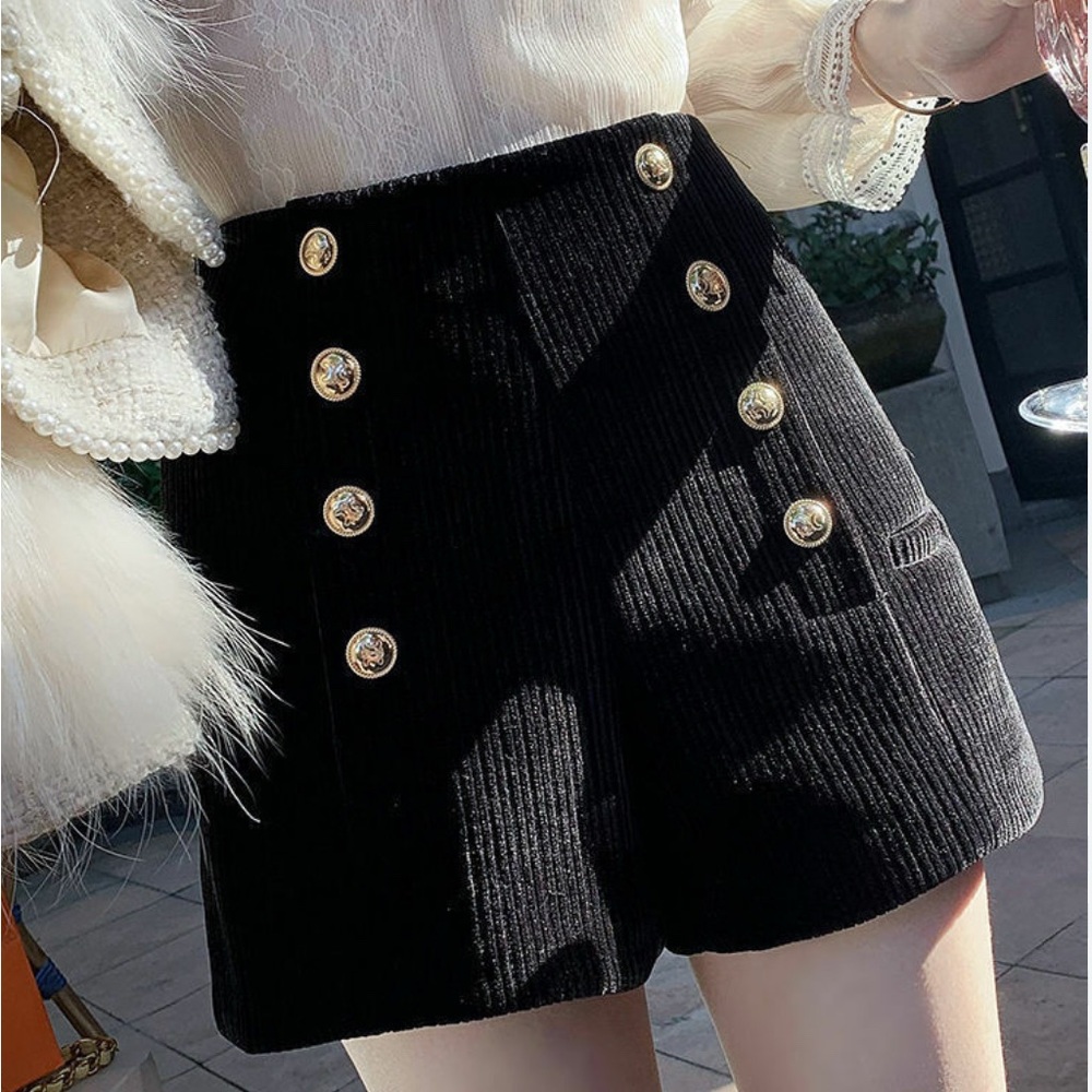 Black corduroy shorts